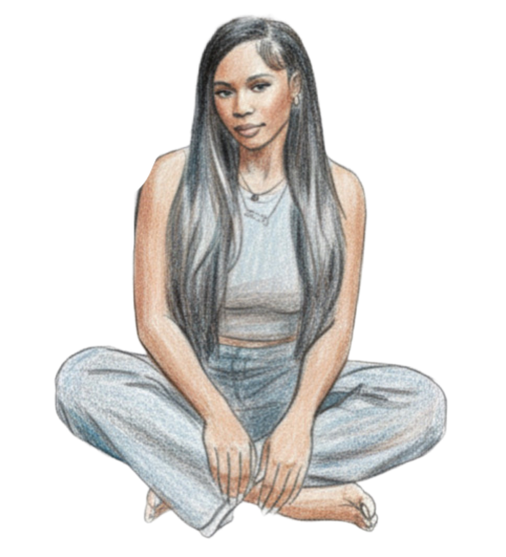 Seated illustration of Loryn Destinée